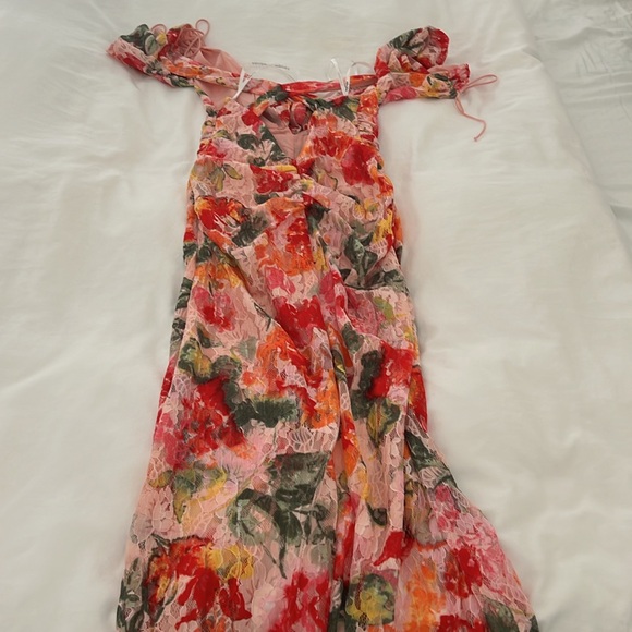 For Love And Lemons Floral Midi Dress - Pink and Red - Picture 5 of 10